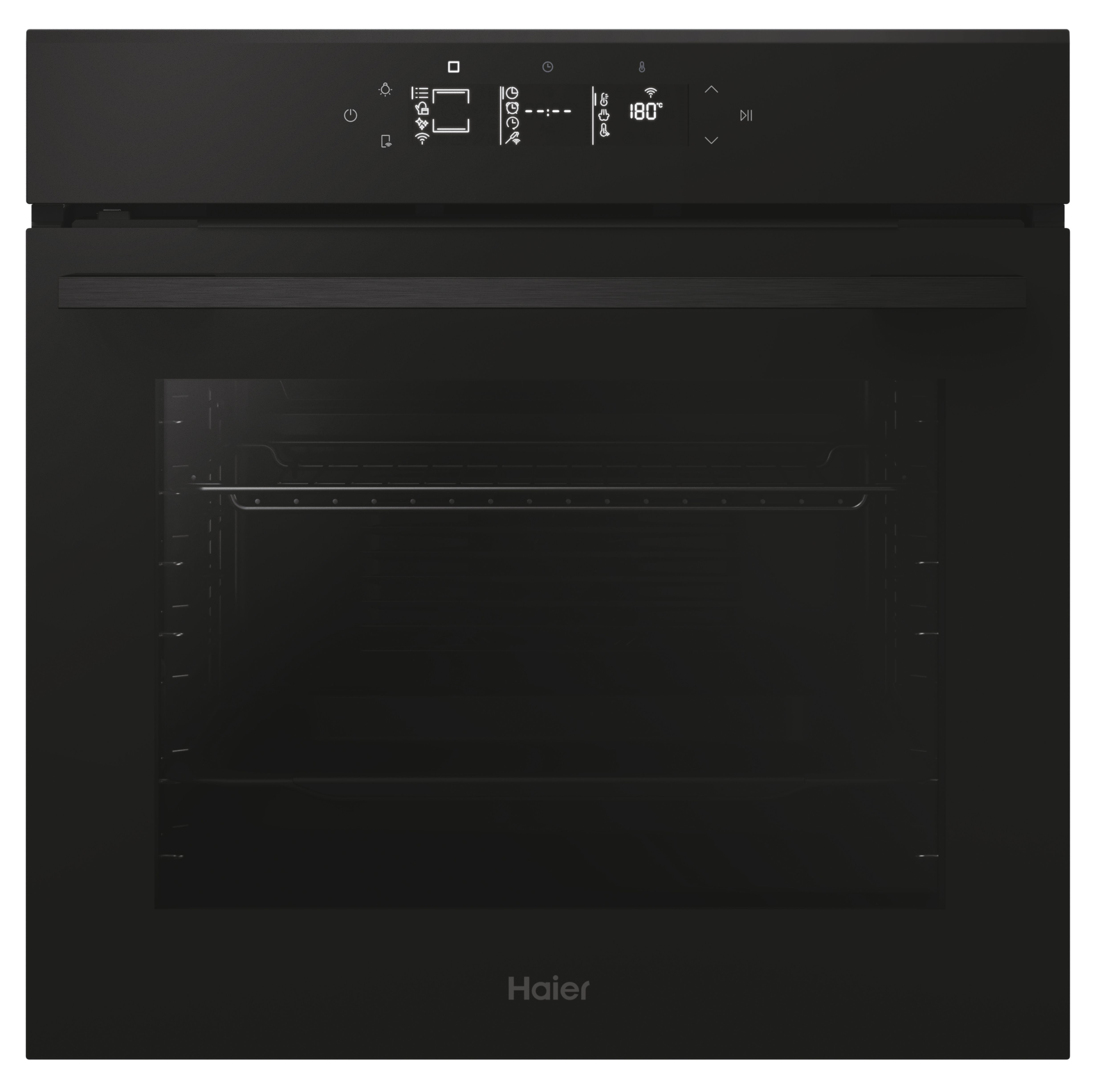 Horno - Haier ID Series 4 H6 ID46G3YTB, Multifunción, Pirolítico y por agua, 78 l, Guías telescópicas, 20 funciones, 60 cm, Negro