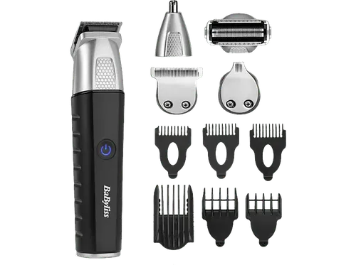 Afeitadora corporal - BaByliss MT812E, 6 Peines Guía, 5 Cabezales Magnéticos Intercambiables, 4h Autonomía, Negro/Gris